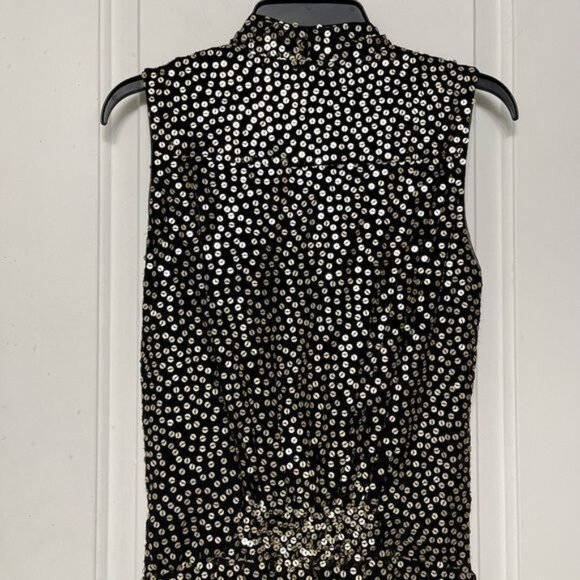 Diane von Furstenberg Black Gold Issie Sequin Mini Dress Size 4 - Picture 7 of 11